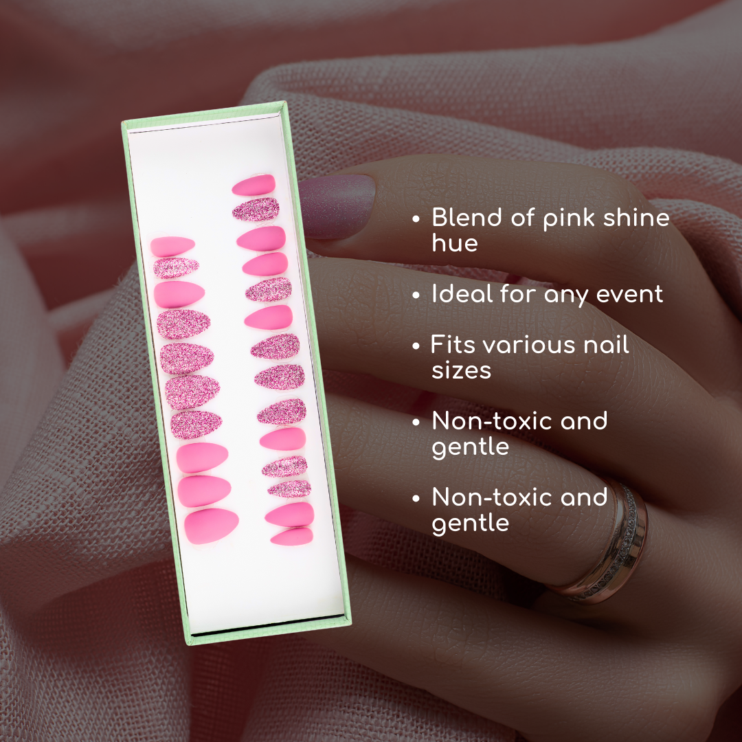 Acrylic Nail Extensions Set - Pink Shine