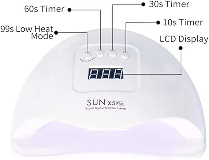 Nishi Nails UV Light LED Gel Nail Dryer Lamp Machine Sun X5 Plus High Power 120W, Manicure Pedicure Curing Lamp with 4 Timers Professional Nail Art Tools, White