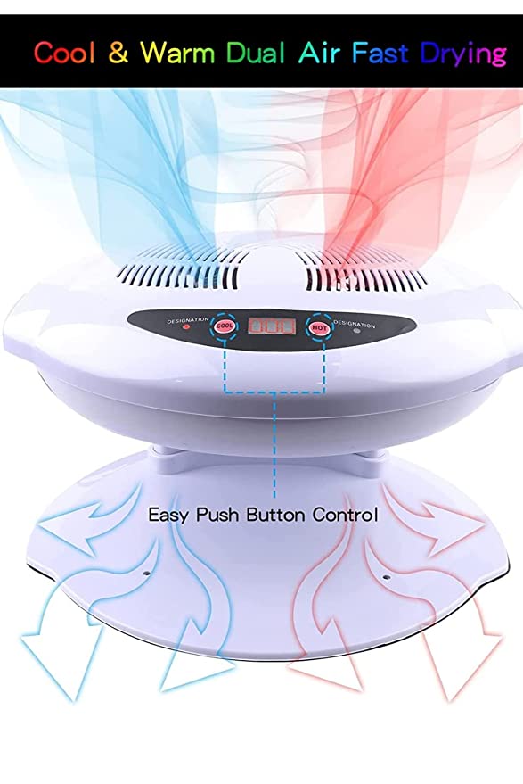 Nishi Nails Air Nail Dryer, 400W Intelligent Automatic Sensor Hot &amp; Cold Air Nail Polish Drying Fan Manicure Tool for Home Salon Both Hands and Feet Use, White